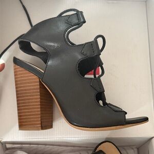 Aldo Black and Brown Block Heel Sandals